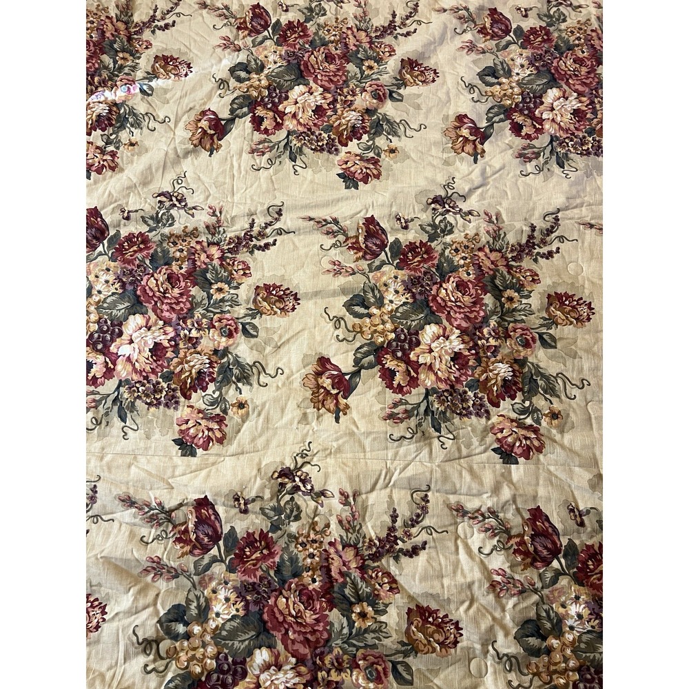 Rose‎ Tree King Size Comforter 92x96 Floral Bouquet On Tan Background EUC